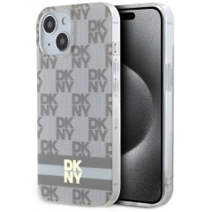 Husa iPhone 15 - DKNY IML Checkered Mono Pattern & Printed Stripes MagSafe (DKHMP15SHCPTSE) - Beige Husa iPhone 15 - DKNY IML Checkered Mono Pattern & Printed Stripes MagSafe (DKHMP15SHCPTSE) - Beige