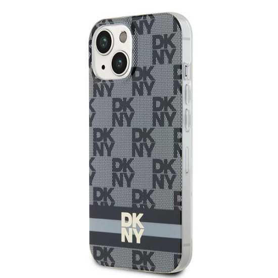 Husa iPhone 15 - DKNY IML Checkered Mono Pattern & Printed Stripes MagSafe (DKHMP15SHCPTSK) - Black