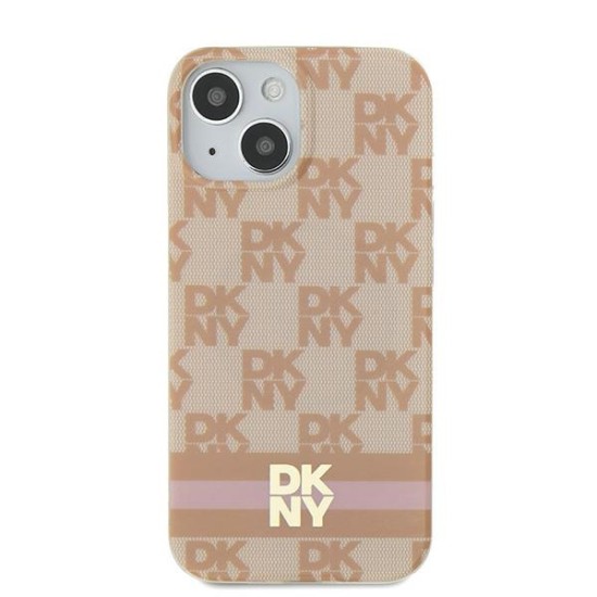 Husa iPhone 15 - DKNY IML Checkered Mono Pattern & Printed Stripes MagSafe (DKHMP15SHCPTSP) - Pink