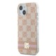 Husa iPhone 15 - DKNY IML Checkered Mono Pattern & Printed Stripes MagSafe (DKHMP15SHCPTSP) - Pink