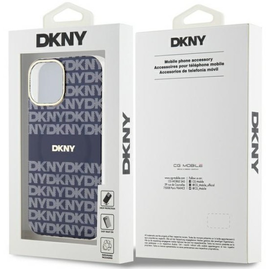 Husa iPhone 15 - DKNY IML Mono & Stripe MagSafe (DKHMP15SHRHSEB) - Blue