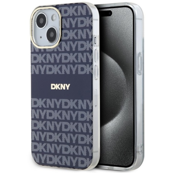 Husa iPhone 15 - DKNY IML Mono & Stripe MagSafe (DKHMP15SHRHSEB) - Blue