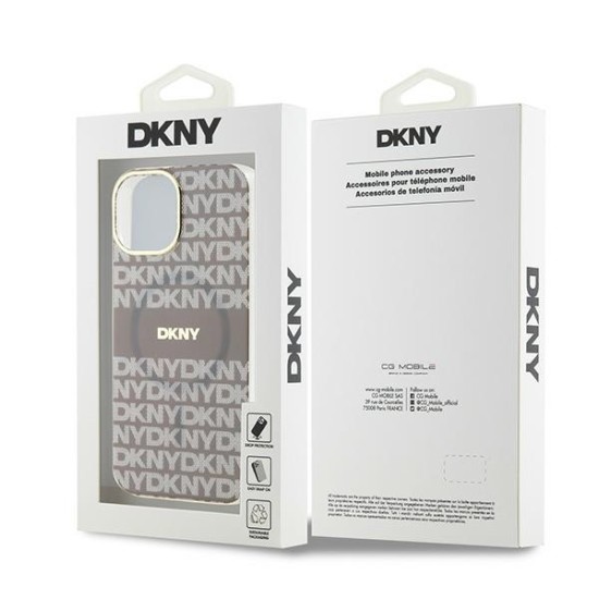 Husa iPhone 15 - DKNY IML Mono & Stripe MagSafe (DKHMP15SHRHSEE) - Beige