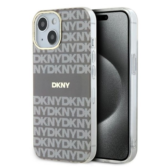 Husa iPhone 15 - DKNY IML Mono & Stripe MagSafe (DKHMP15SHRHSEE) - Beige