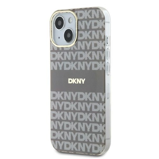 Husa iPhone 15 - DKNY IML Mono & Stripe MagSafe (DKHMP15SHRHSEE) - Beige