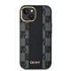 Husa iPhone 15 - DKNY Leather Checkered Mono Pattern MagSafe (DKHMP15SPCPVSLK) - Black