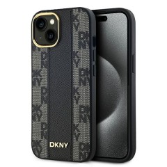 Husa iPhone 15 - DKNY Leather Checkered Mono Pattern MagSafe (DKHMP15SPCPVSLK) - Black Husa iPhone 15 - DKNY Leather Checkered Mono Pattern MagSafe (DKHMP15SPCPVSLK) - Black