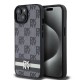 Husa iPhone 15 - DKNY Leather Checkered Mono Pattern & Printed Stripes (DKHCP14SPCPTSSK) - Black