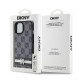 Husa iPhone 15 - DKNY Leather Checkered Mono Pattern & Printed Stripes (DKHCP14SPCPTSSK) - Black