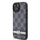 Husa iPhone 15 - DKNY Leather Checkered Mono Pattern & Printed Stripes (DKHCP14SPCPTSSK) - Black