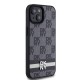 Husa iPhone 15 - DKNY Leather Checkered Mono Pattern & Printed Stripes (DKHCP14SPCPTSSK) - Black