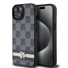 Husa iPhone 15 - DKNY Leather Checkered Mono Pattern & Printed Stripes (DKHCP15SPCPTSSK) - Black Husa iPhone 15 - DKNY Leather Checkered Mono Pattern & Printed Stripes (DKHCP15SPCPTSSK) - Black
