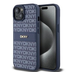 Husa iPhone 15 - DKNY Leather Mono Stripe & Metal Logo (DKHCP15SPRTHSLB) - Blue Husa iPhone 15 - DKNY Leather Mono Stripe & Metal Logo (DKHCP15SPRTHSLB) - Blue