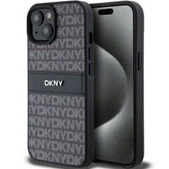Husa iPhone 15 - DKNY Leather Mono Stripe & Metal Logo (DKHCP15SPRTHSLK) - Black Husa iPhone 15 - DKNY Leather Mono Stripe & Metal Logo (DKHCP15SPRTHSLK) - Black