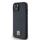 Husa iPhone 15 - DKNY Leather Monogram Pattern Metal Logo MagSafe (DKHMP14SPSHRPSK) - Black