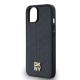 Husa iPhone 15 - DKNY Leather Monogram Pattern Metal Logo MagSafe (DKHMP14SPSHRPSK) - Black