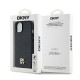 Husa iPhone 15 - DKNY Leather Monogram Pattern Metal Logo MagSafe (DKHMP14SPSHRPSK) - Black