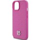 Husa iPhone 15 - DKNY Leather Pattern Metal Logo MagSafe (DKHMP15SPSHRPSP) - Pink