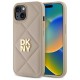 Husa iPhone 15 - DKNY Leather Quilted Stack Logo (DKHCP15SPQDSLE) - Beige