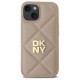 Husa iPhone 15 - DKNY Leather Quilted Stack Logo (DKHCP15SPQDSLE) - Beige