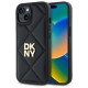 Husa iPhone 15 - DKNY Leather Quilted Stack Logo (DKHCP15SPQDSLK) - Black