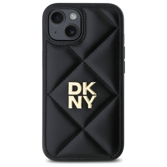 Husa iPhone 15 - DKNY Leather Quilted Stack Logo (DKHCP15SPQDSLK) - Black