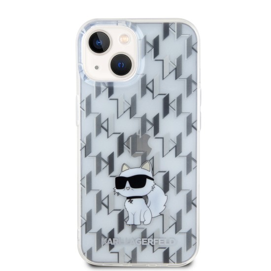 Husa iPhone 15 / iPhone 14 / iPhone 13 - Karl Lagerfeld Hardcase Monogram (KLHCP15SHNCMKLT) - Transparent Choupette