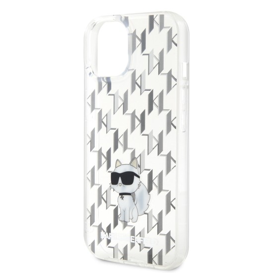 Husa iPhone 15 / iPhone 14 / iPhone 13 - Karl Lagerfeld Hardcase Monogram (KLHCP15SHNCMKLT) - Transparent Choupette