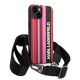 Husa iPhone 15 / iPhone 14 / iPhone 13 - Karl Lagerfeld Hardcase with Strap (KLHCP14SSTSTP) - Pink Color Stripes