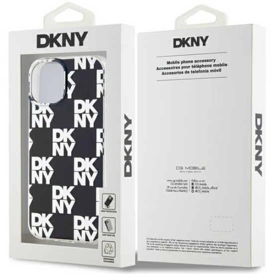 Husa iPhone 15 Plus - DKNY IML Checkered Mono Pattern (DKHCP15MHDLCEK) - Black