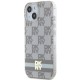 Husa iPhone 15 Plus - DKNY IML Checkered Mono Pattern & Printed Stripes MagSafe (DKHMP15MHCPTSE) - Beige