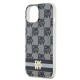 Husa iPhone 15 Plus - DKNY IML Checkered Mono Pattern & Printed Stripes MagSafe (DKHMP15MHCPTSK) - Black