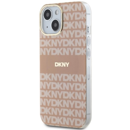 Husa iPhone 15 Plus - DKNY IML Mono & Stripe MagSafe (DKHMP15MHRHSEP) - Pink