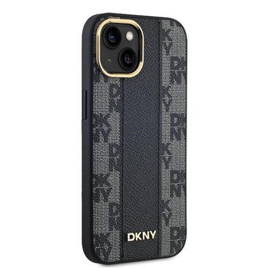 Husa iPhone 15 Plus - DKNY Leather Checkered Mono Pattern MagSafe (DKHMP15MPCPVSLK) - Black