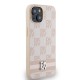 Husa iPhone 15 Plus - DKNY Leather Checkered Mono Pattern & Printed Stripes (DKHCP15MPCPTSSP) - Pink