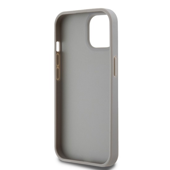 Husa iPhone 15 Plus - DKNY Leather Mono Stripe & Metal Logo (DKHCP15MPRTHSLE) - Beige