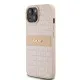 Husa iPhone 15 Plus - DKNY Leather Mono Stripe & Metal Logo (DKHCP15MPRTHSLP) - Pink