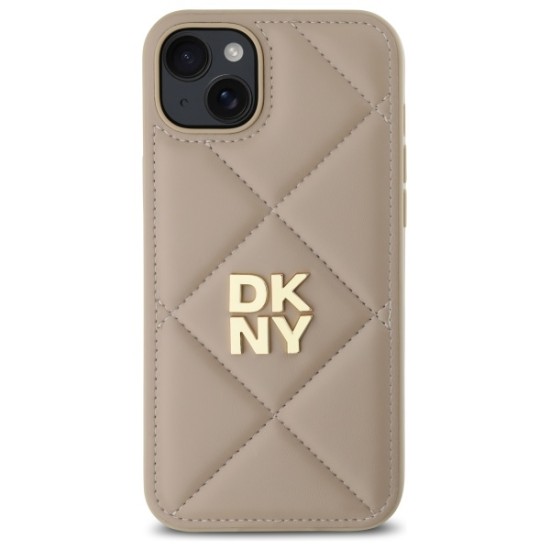 Husa iPhone 15 Plus - DKNY Leather Quilted Stack Logo (DKHCP15MPQDSLE) - Black