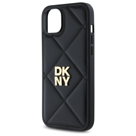 Husa iPhone 15 Plus - DKNY Leather Quilted Stack Logo (DKHCP15MPQDSLK) - Black