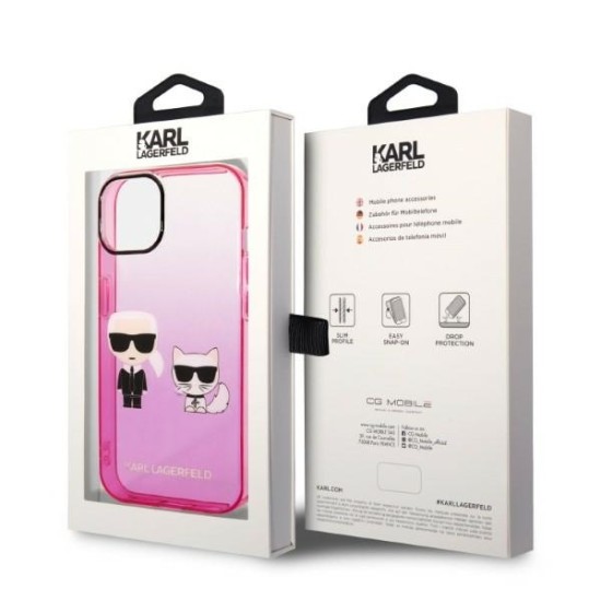 Husa iPhone 15 Plus / iPhone 14 Plus - Karl Lagerfeld Hardcase (KLHCP14MTGKCP) - Gradient Ikonik Karl&Choupette