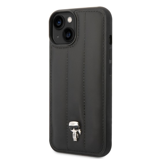 Husa iPhone 15 Plus / iPhone 14 Plus - Karl Lagerfeld Hardcase Leather Puffy (KLHCP14MPSQPK) - Ikonik Pin