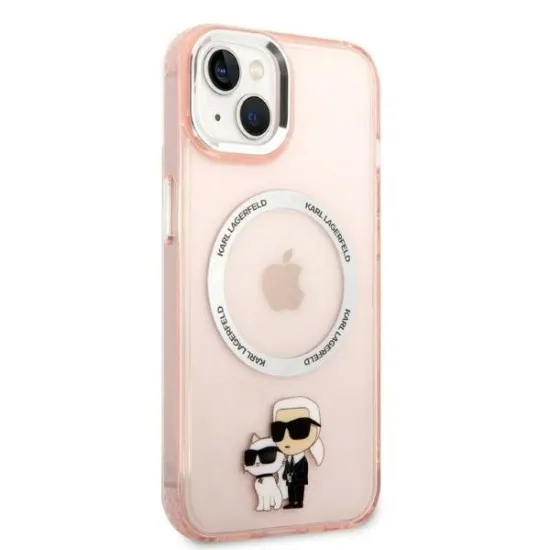 Husa iPhone 15 Plus / iPhone 14 Plus - Karl Lagerfeld Hardcase MagSafe (KLHMP14MHNKCIP) - Pink Iconic Karl&Choupette Husa iPhone 15 Plus / iPhone 14 Plus - Karl Lagerfeld Hardcase MagSafe (KLHMP14MHNKCIP) - Pink Iconic Karl&Choupette