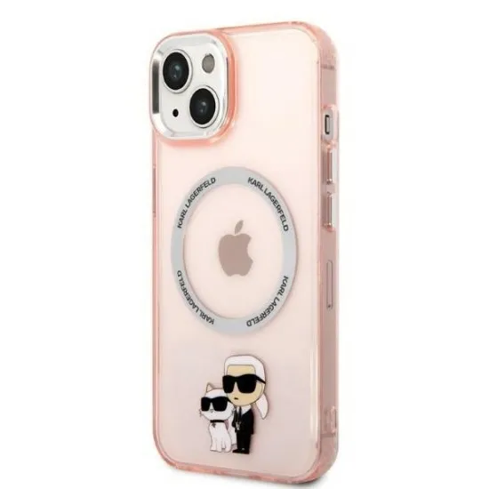 Husa iPhone 15 Plus / iPhone 14 Plus - Karl Lagerfeld Hardcase MagSafe (KLHMP14MHNKCIP) - Pink Iconic Karl&Choupette Husa iPhone 15 Plus / iPhone 14 Plus - Karl Lagerfeld Hardcase MagSafe (KLHMP14MHNKCIP) - Pink Iconic Karl&Choupette