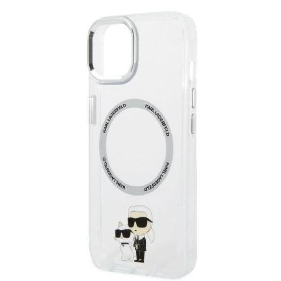 Husa iPhone 15 Plus / iPhone 14 Plus - Karl Lagerfeld Hardcase MagSafe (KLHMP14MHNKCIT) - Clear Iconic Karl&Choupette