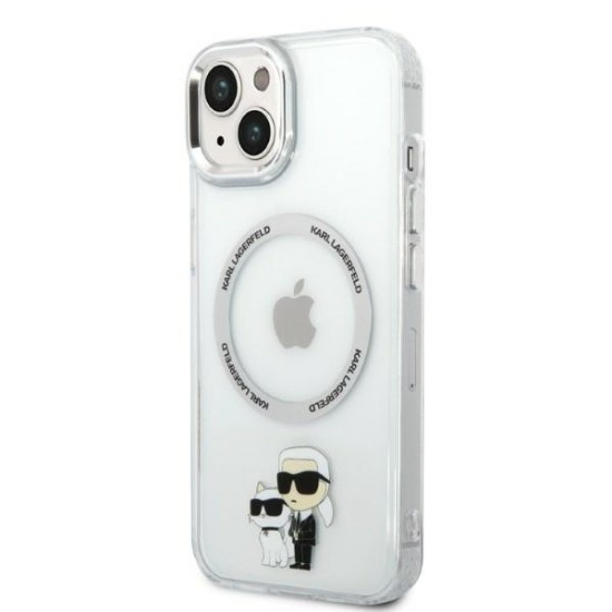 Husa iPhone 15 Plus / iPhone 14 Plus - Karl Lagerfeld Hardcase MagSafe (KLHMP14MHNKCIT) - Clear Iconic Karl&Choupette