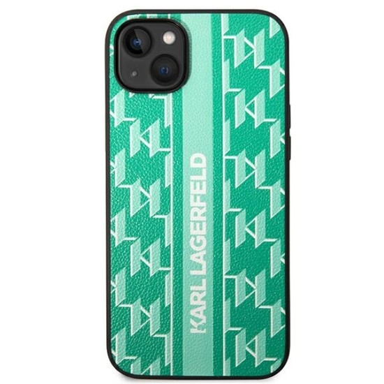 Husa iPhone 15 Plus / iPhone 14 Plus - Karl Lagerfeld Hardcase Monogram (KLHCP14MPGKLSKN) - Green Stripe