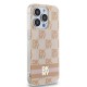 Husa iPhone 15 Pro - DKNY IML Checkered Mono Pattern & Printed Stripes MagSafe (DKHMP15LHCPTSP) - Pink