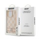 Husa iPhone 15 Pro - DKNY Leather Checkered Mono Pattern & Printed Stripes (DKHCP15LPCPTSSP) - Pink