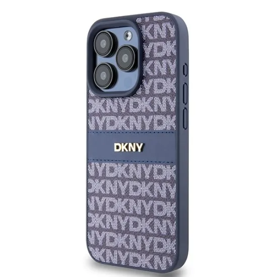 Husa iPhone 15 Pro - DKNY Leather Mono Stripe & Metal Logo (DKHCP15LPRTHSLB) - Blue Husa iPhone 15 Pro - DKNY Leather Mono Stripe & Metal Logo (DKHCP15LPRTHSLB) - Blue