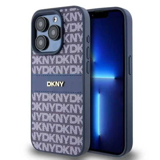 Husa iPhone 15 Pro - DKNY Leather Mono Stripe & Metal Logo (DKHCP15LPRTHSLB) - Blue Husa iPhone 15 Pro - DKNY Leather Mono Stripe & Metal Logo (DKHCP15LPRTHSLB) - Blue